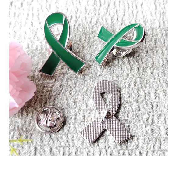 15 Pieces Green Ribbon Pins Green Awareness Lapel Brooches - Picture 3 of 5